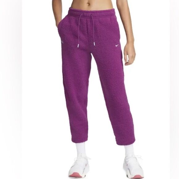 Nike Therma Fit Training Sherpa Fleece Sweatpants Purple - Picture 1 of 11